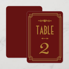 Enkla Art Deco Burgunderrött Bordskort för Bröllop