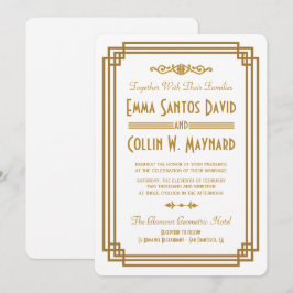 Enkla Art Deco White-Bröllopsinbjudningar Inbjudningar