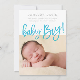 Enkla BABY PHOTO modern boyaqua-skriptbokstäver Meddelande