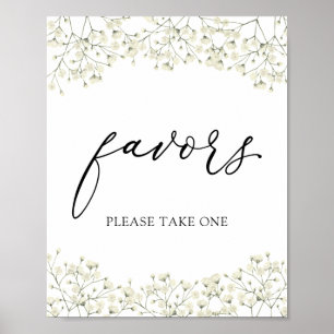 Enkla Baby's Breath Favors Skylt
