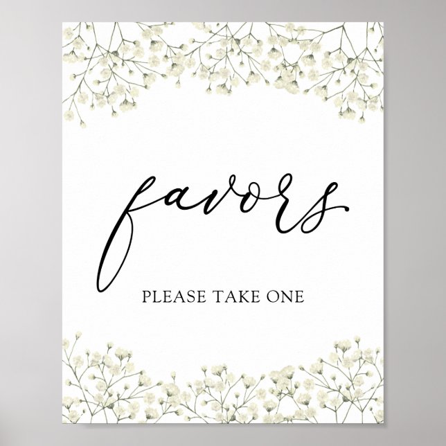 Enkla Baby's Breath Favors Skylt (Framsidan)