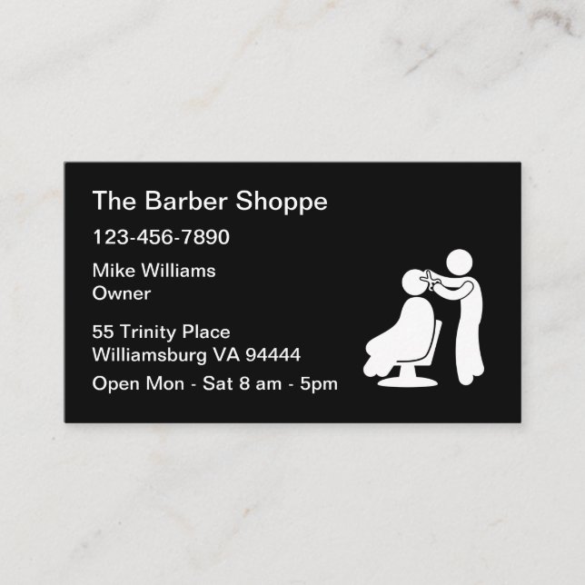 Enkla Barber Shop Hair-skärande Affärskort Visitkort (Framsida)