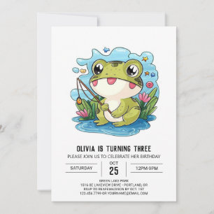 Enkla barn Frog Digital Birthday Inbjudningar