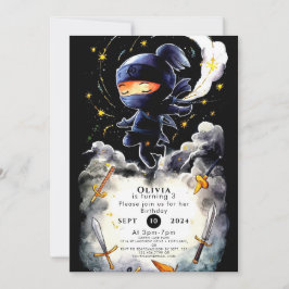 Enkla barn Ninja Birthday Inbjudningar