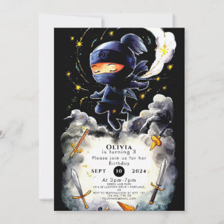 Enkla barn Ninja Birthday Inbjudningar