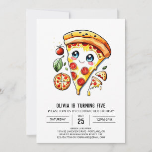 Enkla barn Pizza Birthday Inbjudningar