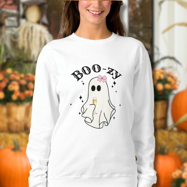 Enkla Berusande Söta Spöken Halloween T Shirt (Simple Boo-zy Drinking Cute Ghosts Halloween sweatshirt)