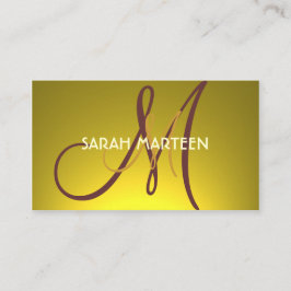 Enkla beställnings- guld- gula monogramkort visitkort