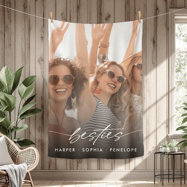 Enkla Besties Skapar ditt eget fotomoderna skript Fleecefilt (Skapare uppladdad)