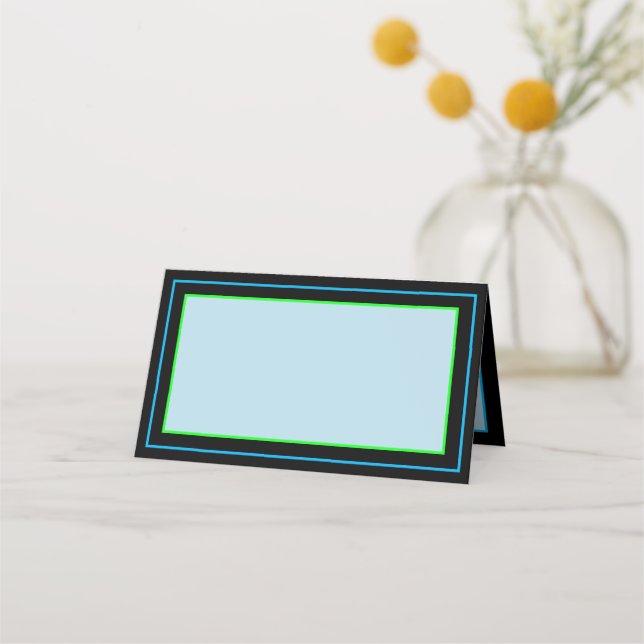 Enkla blå neonplatskort placeringskort (Framsida)