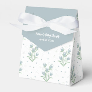 Enkla Blå Och Gröna Blommor Baby Shower Presentaskar