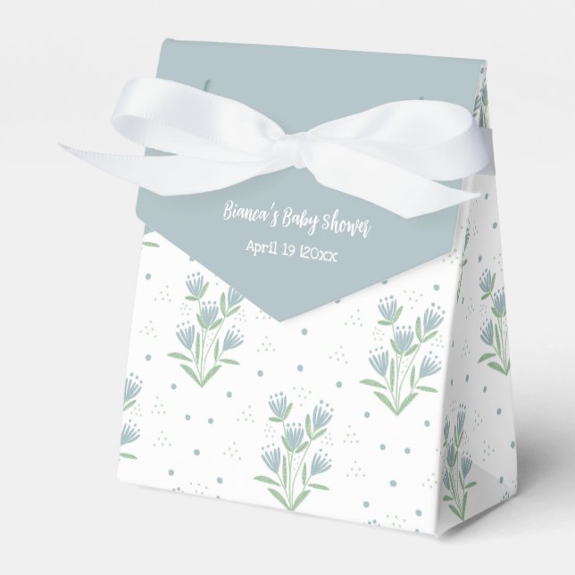 Enkla Blå Och Gröna Blommor Baby Shower  Presentaskar (Framsidan Sidan)