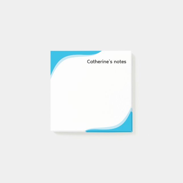 Enkla blå och svarta vågor anpassningsbara post-it block (Framsida)