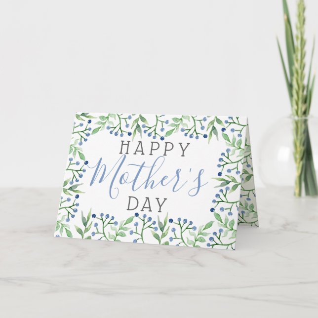 Enkla blåbär från Vår Lycklig Mors dag Kort (Framsida)