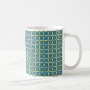 Enkla bladsmönster i blått kaffemugg