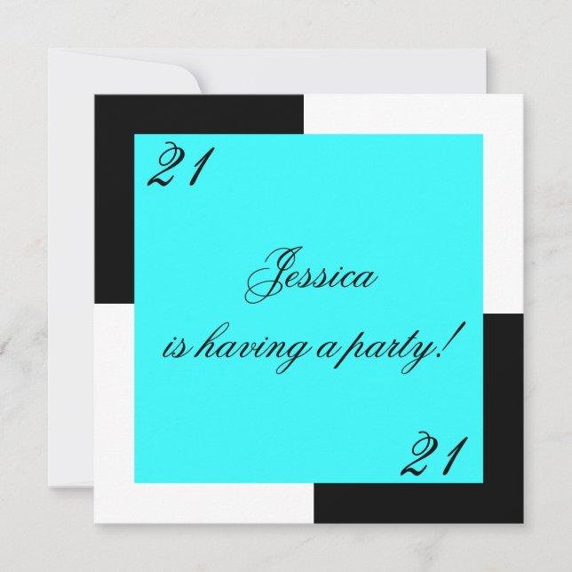 Enkla blått för kvinnlig 21st födelsedagsfest inbjudningar (Framsida)