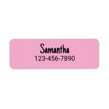 Enkla blekrosa och svarta namn och telefonnummer