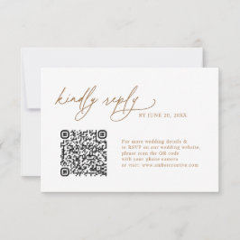 Enkla Blommiga Guld QR-kod Bröllops-Svarskort OSA Kort