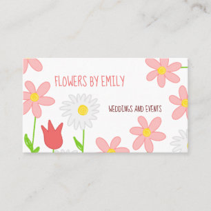 Enkla blommiga illustrationer Pinks Florist Visitkort