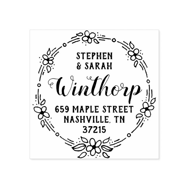 Enkla blommor Cute Adress Stämpel (Tryck)