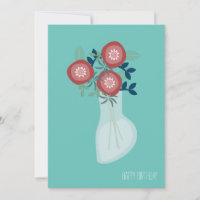 Enkla blommor i vas födelsedagsgratulationskort