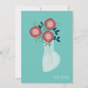 Enkla blommor i vas födelsedagsgratulationskort kort