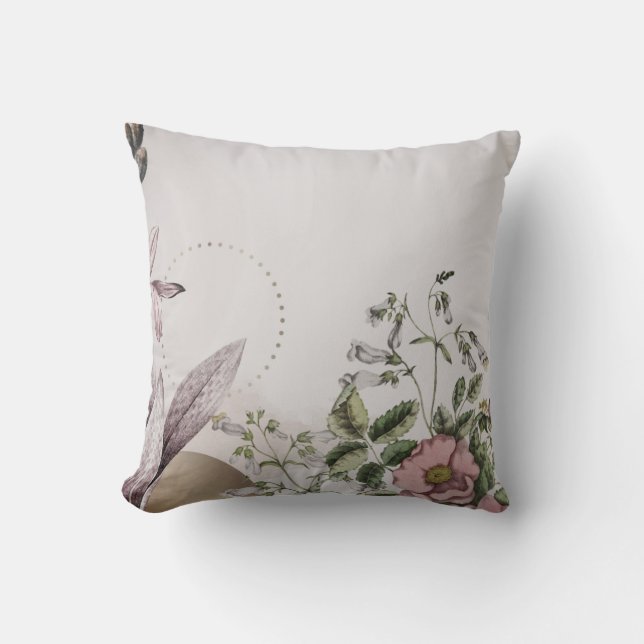 Enkla blommor | Ljust Grått Kudde (Framsida)