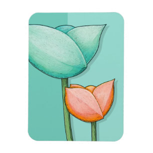 Enkla blommor - orange Premium Magnet