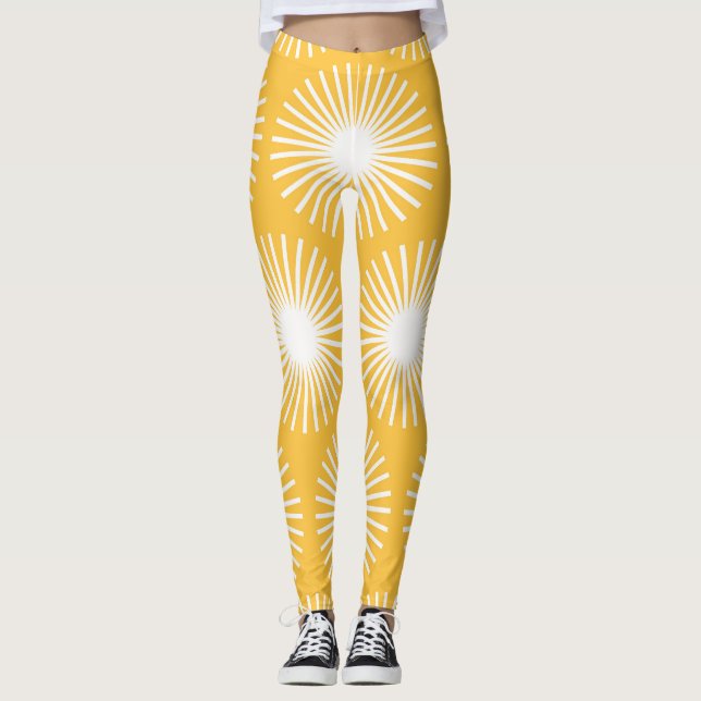 Enkla blommor: Skandinavisk, sömlös design. Leggings (Framsida)