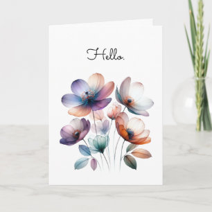 Enkla blommor VattenfärgIllustration Hälsning Kort