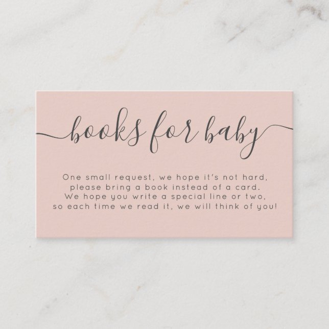 Enkla Blush Bebis Babyshowerböcker För Bebis Typog Tilläggskort (Framsida)