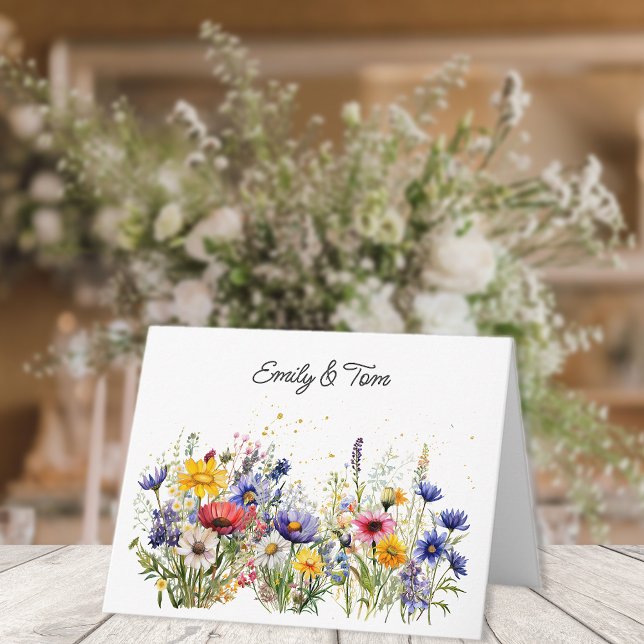 Enkla Boho Chic Vilda Blommor  Tack Kort (Skapare uppladdad)