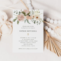 Enkla Boho Neutralt Watercolor Flowers | Baptism