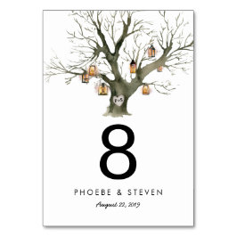 Enkla Bordsnummer i Rustik Oak Träd Bröllop