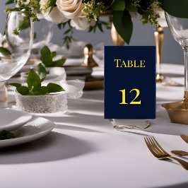 Enkla Bordsnummer Mörk blått och Guld - Elegant
