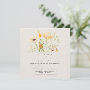 Enkla Botaniska Bröllop med Vilda Blommor Inbjudningar