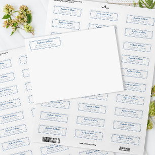 Enkla bröllop RSVP Returadress Blå Vit Etikett