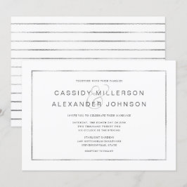 Enkla bröllopsinbjudningar i silver ram inbjudningar