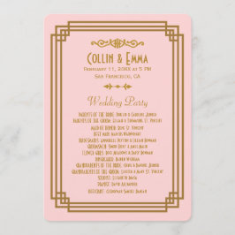 Enkla Bröllopsprogram för Rosa Art Deco Program