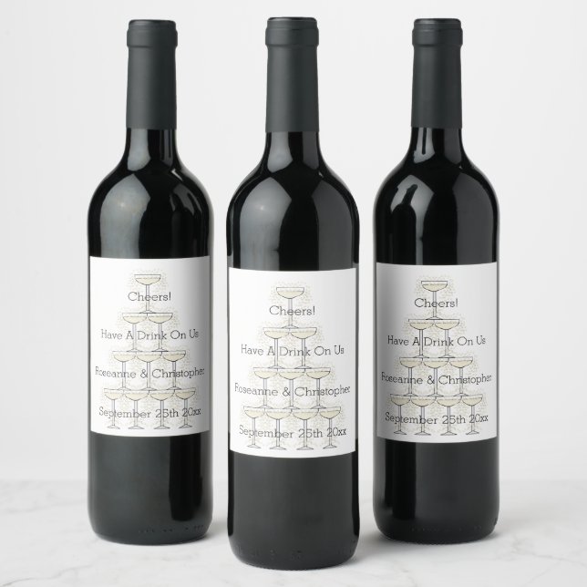 Enkla champagneglas för bröllop vinflaska etikett (Flaskor)