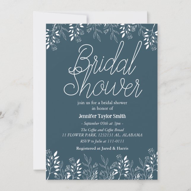 enkla & chic  blommiga Vildblomma Bröllopsdusch Inbjudningar (Framsida)