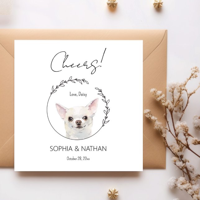 Enkla Chihuahuahundbröllop Cocktailservetter Pappersservett (Skapare uppladdad)