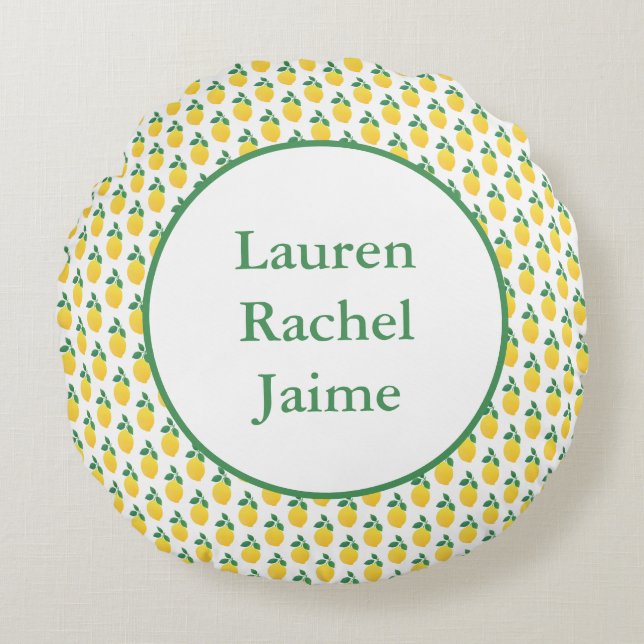 Enkla citroner rund kudde (Framsidan)