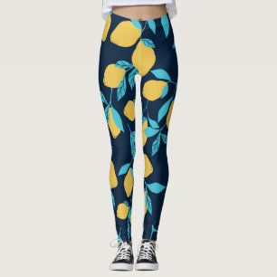 Enkla citrusfrukter: citroner på blå. leggings