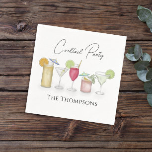 Enkla Cocktail Drinks Watercolor Whimsical Party Pappersservett