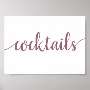 Enkla Cocktails Mauve Rosa Any Event Pub Sign Poster