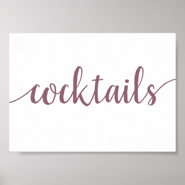 Enkla Cocktails | Mauve Rosa Any Event Pub Sign Poster (Framsidan)