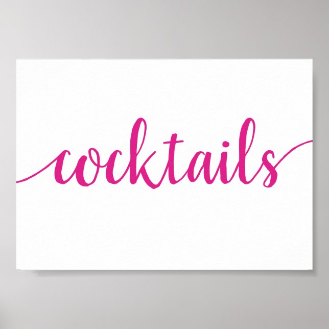 Enkla Cocktails | Shock rosa Evenemangssignatur Pu Poster (Framsidan)