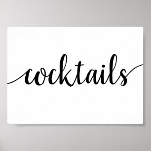 Enkla Cocktails Svart skript, valfri händelse, P Poster