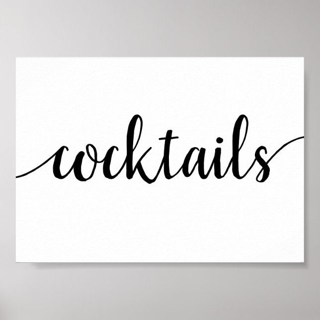 Enkla Cocktails | Svart skript, valfri händelse, P Poster (Framsidan)